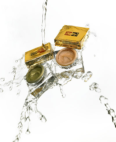 Yves St Laurent eys shadow under pouring water – Photograph by George Ong