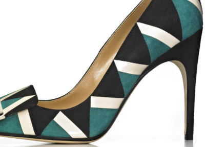 Aqua, black and white high heels – Photograph by George Ong