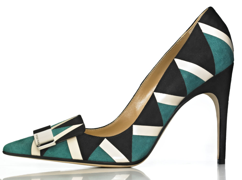 Aqua, black and white high heels – Photograph by George Ong