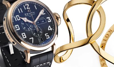 Zenith watch and gold bracelets – Photograph by George Ong